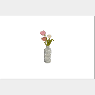 Disco vase with flowers Posters and Art